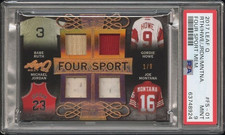 Jordan Ruth Montana Howe 4 Sport Relic 1/9 PSA 9 Pop 1 Leaf