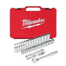 Milwaukee 3/8in. Drive Ratchet + Socket Set  Metric (32pc) - 4932464945