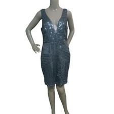 Charlotte Russe Sparkly grey sequin dress size Medium V neckline sleeveless