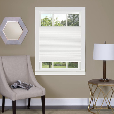 Cordless Cellular Pleated Window Shades - 27 Inch Width, 64 Inch Length - White