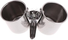 Parrot Feeding Cups Hanging Pet Animal Stainless Steel Birdcage Bowls Silver