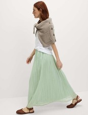 Marks & Spencer Womens Midaxi Pleated Skirt in Light Green - M&S