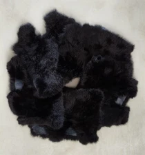 5Pcs Black Rabbit Hide Fur Skin Tanned Animal Leather Pelts For DIY Craft Dummy