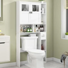 Over the toilet storage cabinet, bathroom shelf over toilet with glass