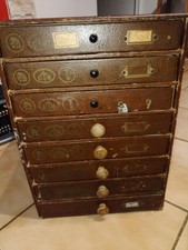 Ancien meuble de métier,mercerie L.V Paris-J.T.P.F Tête de cheval.CB-6 tiroirs