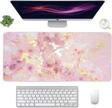 Extended 35.4 x 15.7 in Waterproof Mouse Pad - Stylish Pink Gold Marble Decor