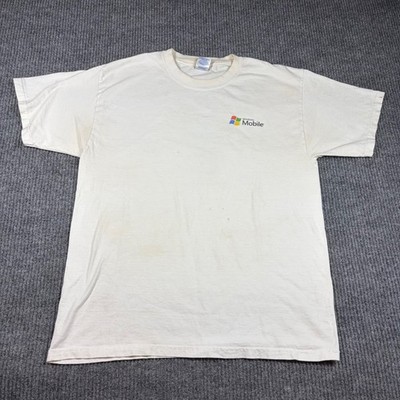 Gildan Shirt Men's Large Microsoft Windows Mobile Promo White Tech Software Tee