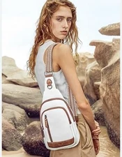 cluci backpack purse White Brown 10 X 8