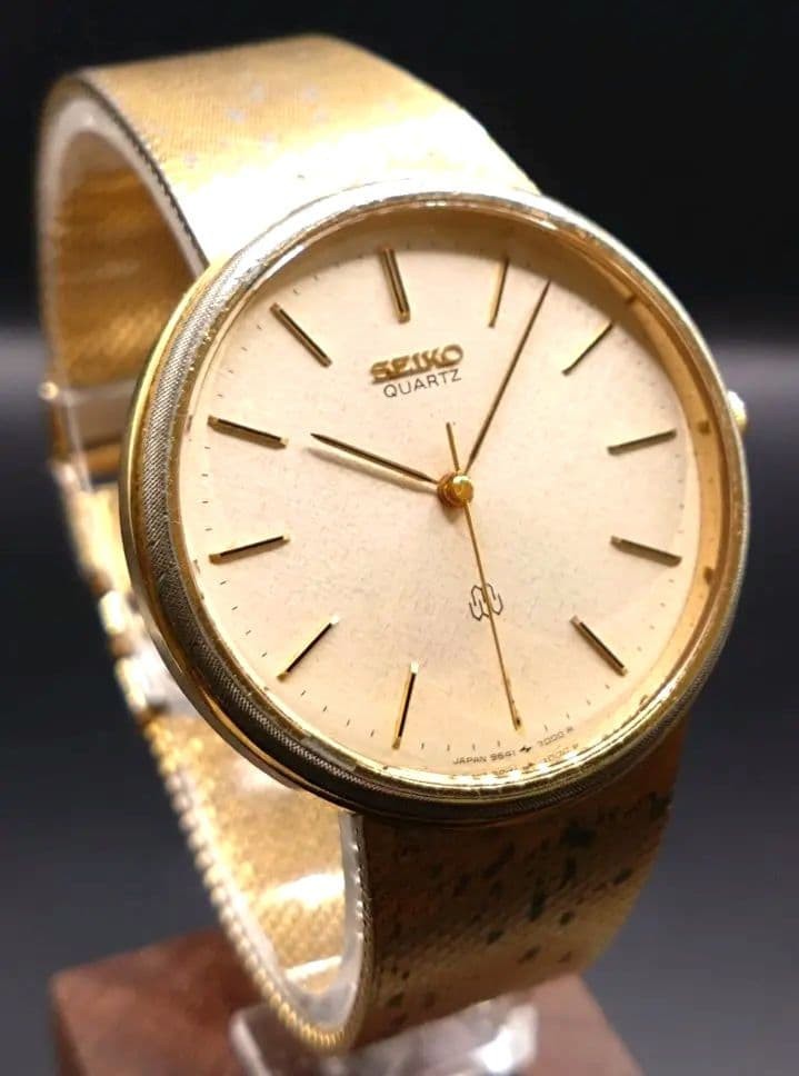 Vintage Quartz Seiko Mens Watch Round Dolce 9641-7000 Auth St.Steel SGP Gold - vintagewatches.pk