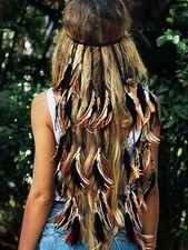 Boho Feather Headband Hippie Headpiece Indian Headdress Gypsy Costume Hair