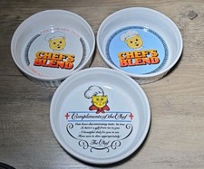 Vintage Set Of 3  80s Friskies-Chefs Blend- Cat Food & Water 5&rdquo; Ceramic Bowls