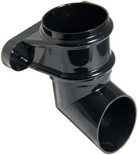 FloPlast 68mm Round Downpipe Shoe and Fixing Lugs - Black (RB4)