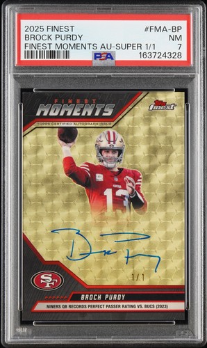 2025 Topps Finest MomentsBrock Purdy Auto 1/1 Superfractor ONLY ONE PSA 7 49ers