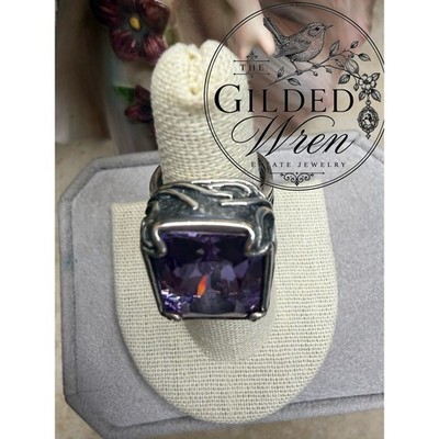 Silpada R2001 Lavender Fields Ring Sz 6 Sterling Silver Purple Glass 17.37g