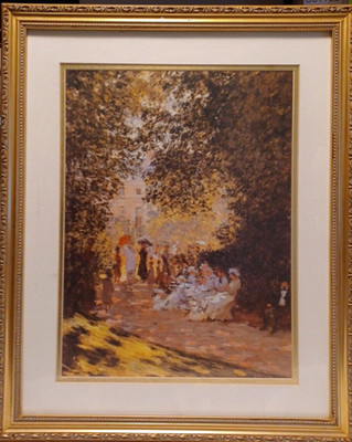 Claude Monet Parisians Enjoying Park Monceau & Path St Vetheuil 18''x22'' Framed 
