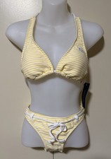 Tommy Hilfiger Two-piece Yellow and White Striped Bikini Set Size Small