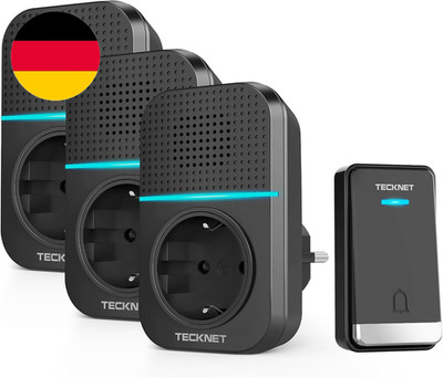TECKNET Kabellose Türklingel Batterielose, Steckdosen-Funkklingel Wasserdicht Dr