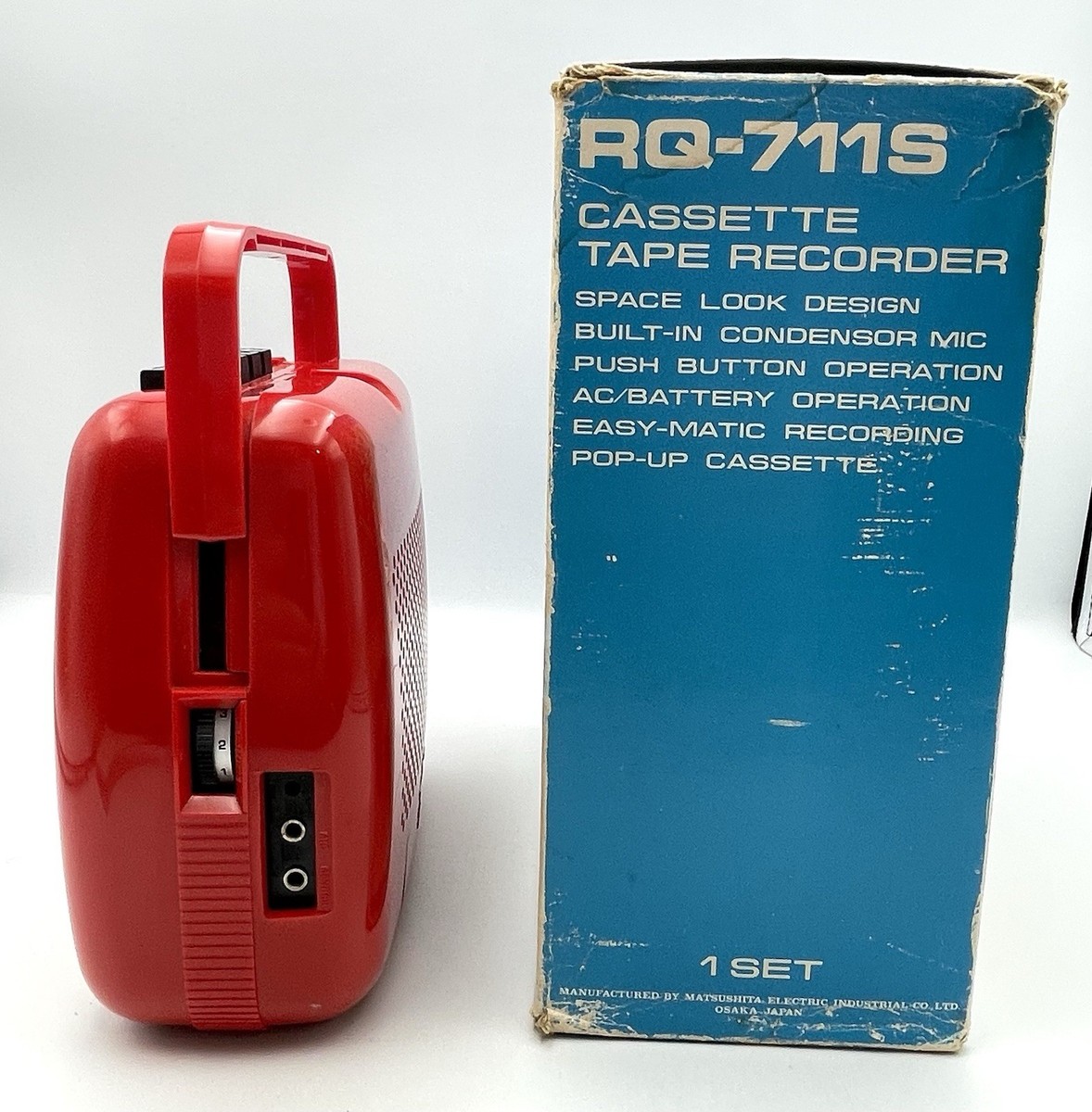Vintage 1970s Panasonic RQ-711S Cassette Recorder Take-N-Tape Red
