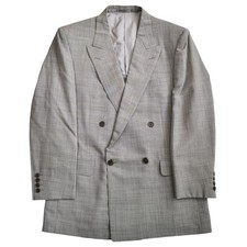 Aquascutum Double Breasted Tailored Jacket Gray Wool AB7 XL Spring Fall F/S
