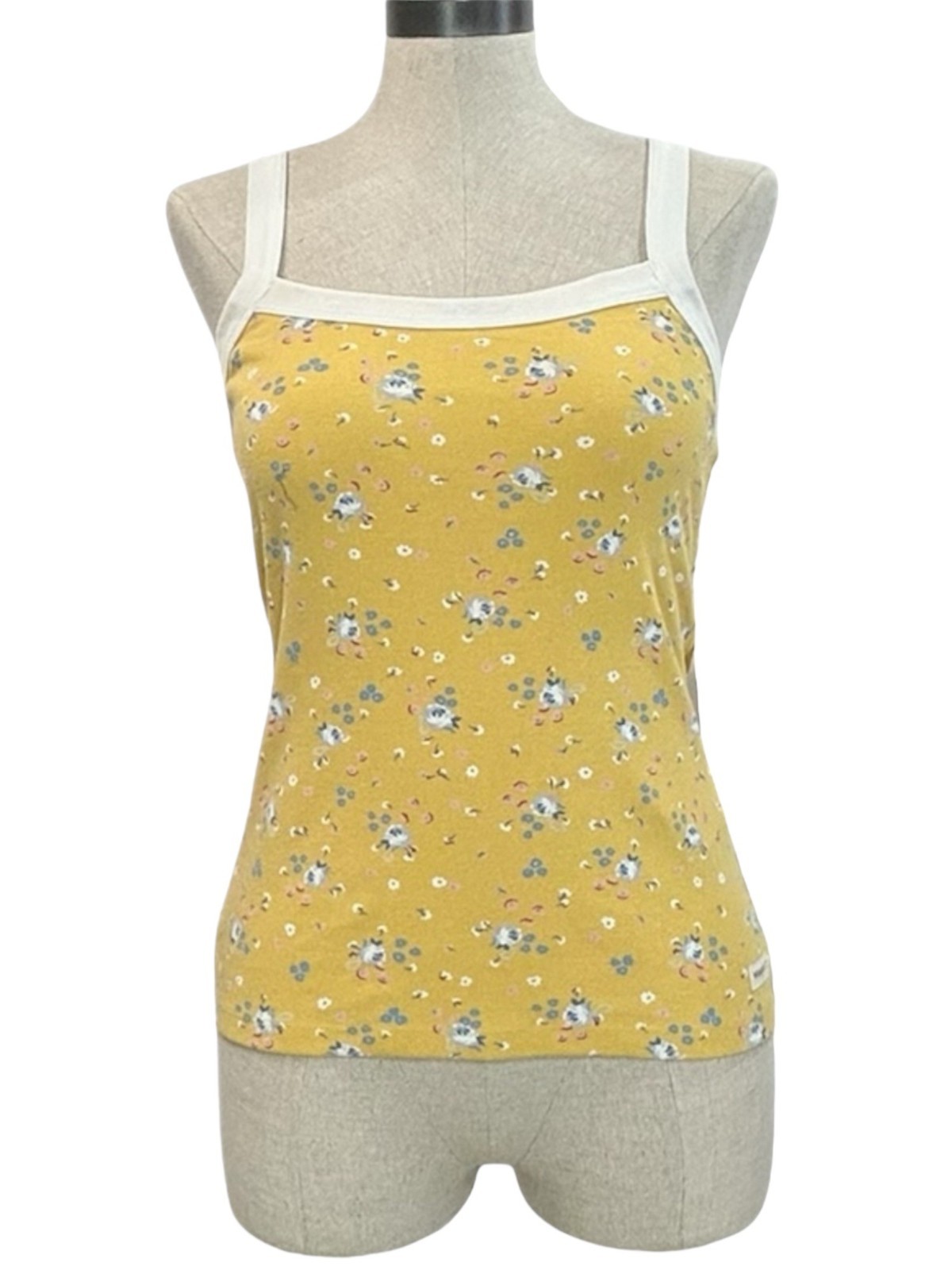 BILLABONG WRANGLER The Ringer Tank Top Sz M Yellow White Floral Organic Cotton