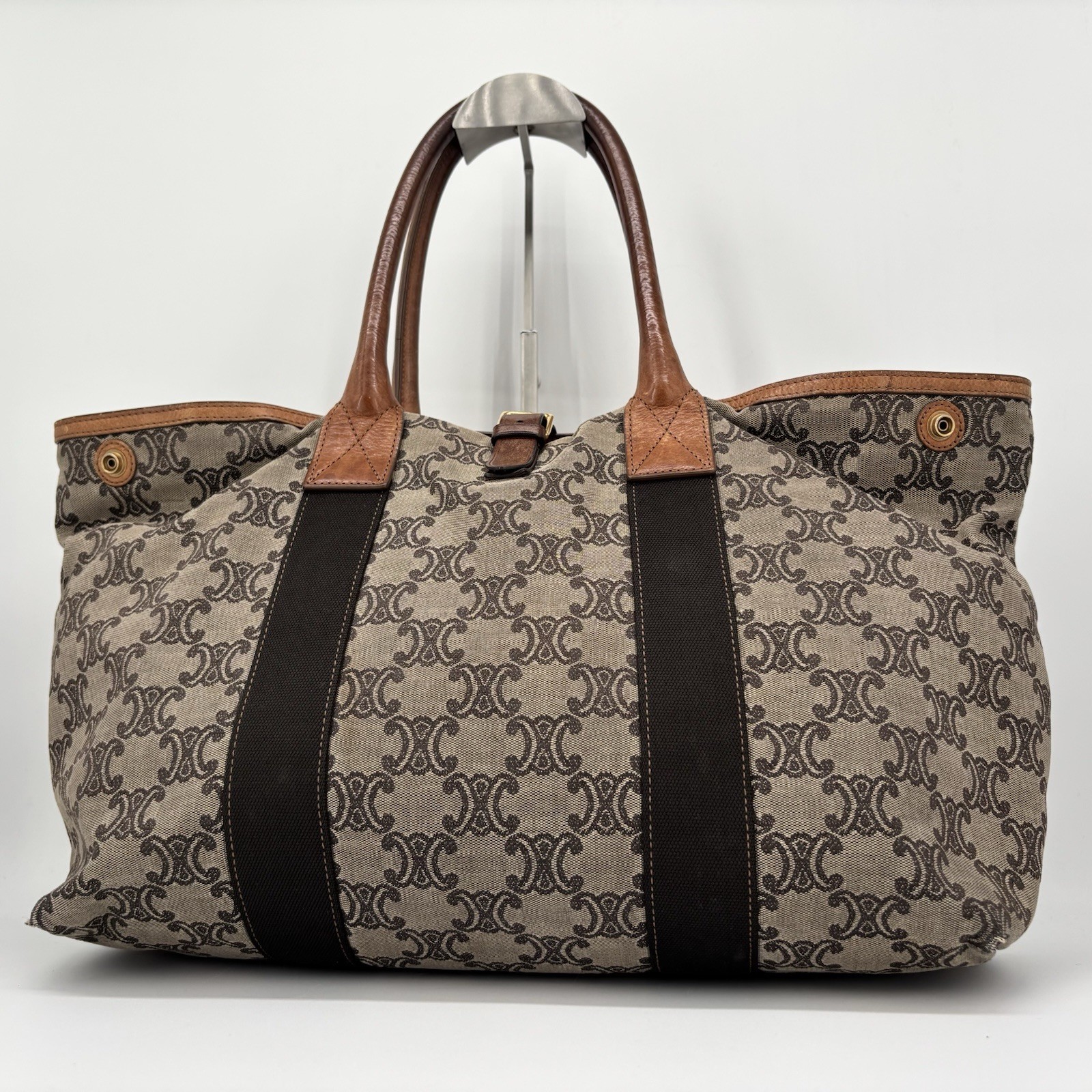 Celine Triomphe Vintage Tote Bag In Canvas And Leather Authentic From Japan