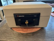 Sentry 1150 Fireproof Waterproof Lock Box Safe Chest w/ Key - Portable - Read