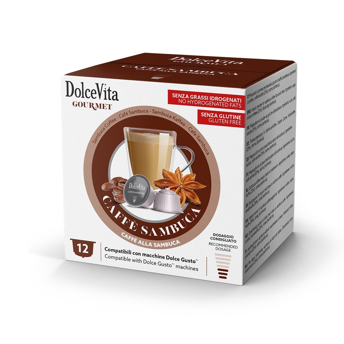 120 Capsule Caffè alla SAMBUCA Compatibili NESCAFE' DOLCE GUSTO Dolce Vita