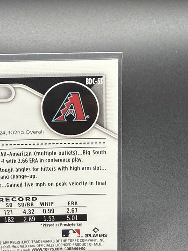 Daniel Eagen 2024 Bowman Draft #BDC-53 First (1st) Chrome Prospect Gold /50 - Picture 8 of 10