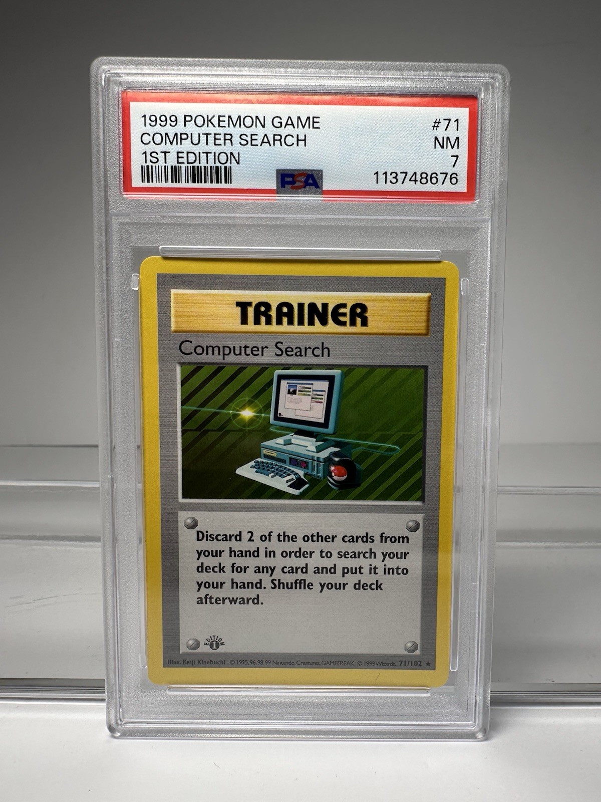 1999 Pokemon Game #71 Computer Search 1st Edition PSA 7 NM