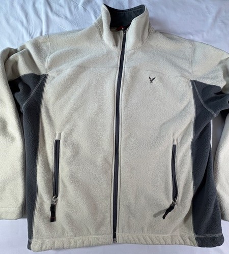 Chaqueta polar con cremallera completa American Eagle Outfitters para hombre talla grande crema - Imagen 2 de 11