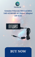 Genuine Polycom SPA12A24B  1465-42340-003 AC Power Adapter 24V 0.5A