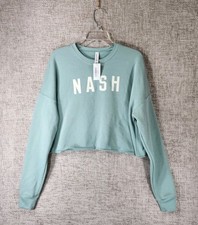 Bella + Canvas NASH Fleece Crop Sweatshirt Womens L Sea Green Pullover NWT