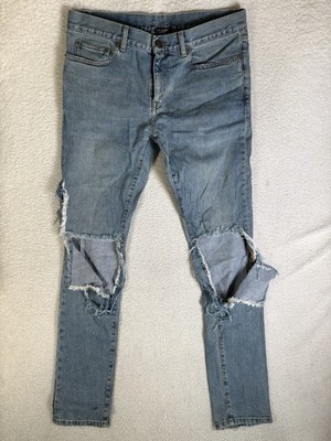 YSL Saint Laurent Paris Jeans Mens Distressed  32x34 Distressed Italy Made