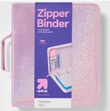 Up & Up Zipper Binder 2” Fashion Glitter Purple/Pink New Target Inner Pocket New