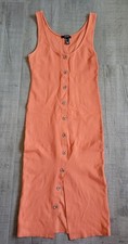 Forever 21 Women's Orange Dress Buttons Up Size Small 