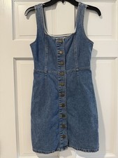 Urban Outfitters Dress Size 2 Denim Button Up Mini Sleeveless y2k 100% Cotton