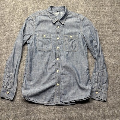 GAP 1969 Shirt Mens Small Blue Iconic Worker Chambray L/S 100% Cotton
