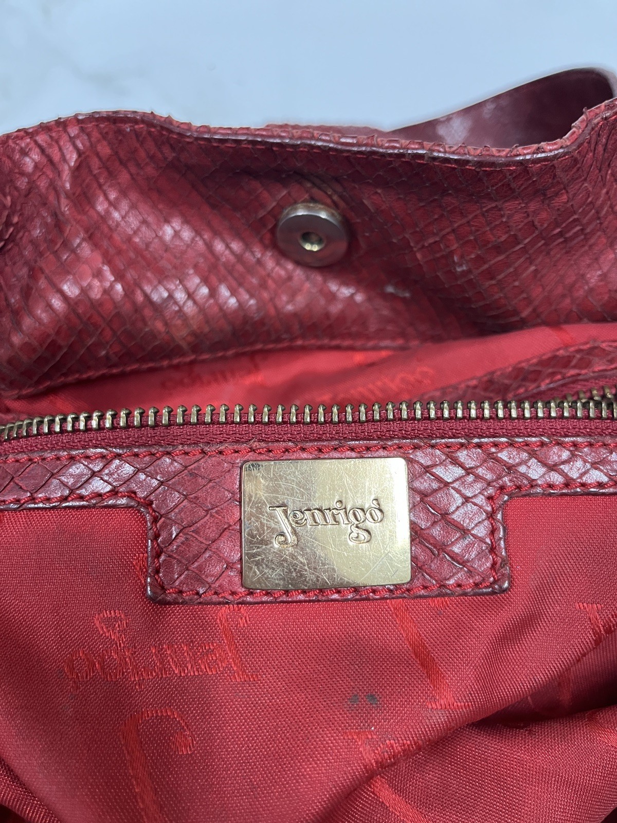 JENRIGO RED SNAKE PYTHON LEATHER LARGE TOTE HAND … - image 6