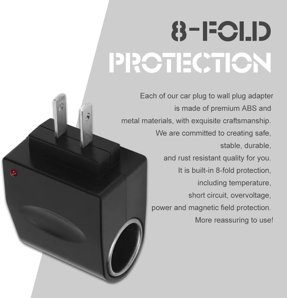 converter from cigarette lighter to wall plug Car Adapter 110V-240V AC Power 12V DC includes safeguard features against incorrect voltage AC to DC Converter 2A