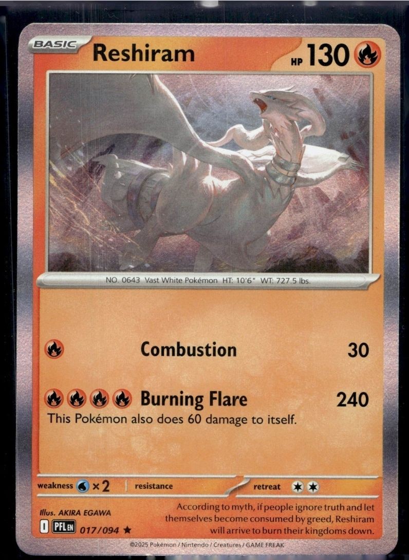Reshiram Rare ME02: Phantasmal Flames 017/094 NM