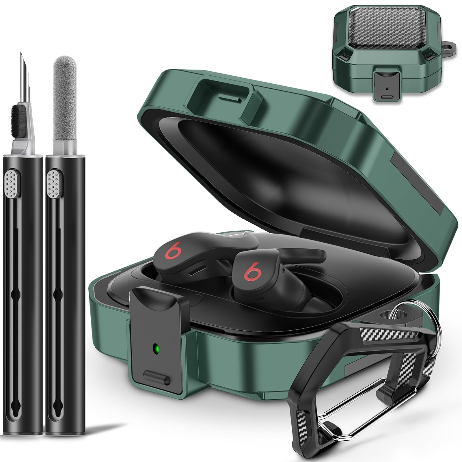 with Safety Lock Case for Beats Fit Pro 2021, Carbon Fiber M