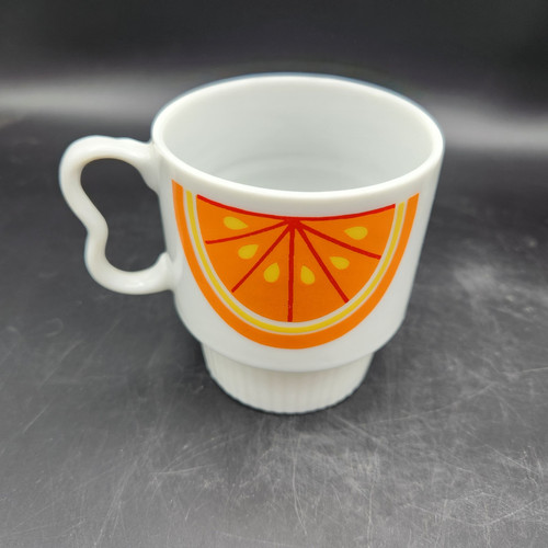 Vintage Set of 4 Mugs Westwood Japan Fruitcut Stackable Apple Watermelon Orange - Picture 4 of 24