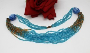 Vintage 15 Strand Unique Glass Beaded   Necklace CAT RESCUE