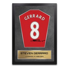 Image of Steven Gerrard Liverpool Shirt Display Framed - Autograph Print Football