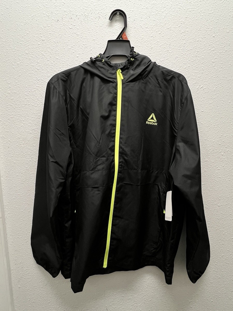 REEBOK Men's Size 2XL Full-Zip Windbreaker Jacket with Hood