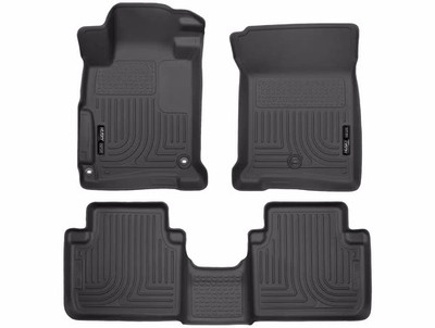 Husky WeatherBeater Front/2nd Row Floor Mats 3pc Fits 2013-2017 Honda Accord Blk