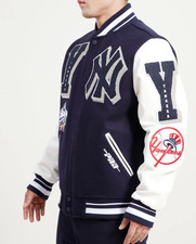 Navy Blue New York Yankees Pro Standard Logo Mashup Wool Varsity Heavy Jacket