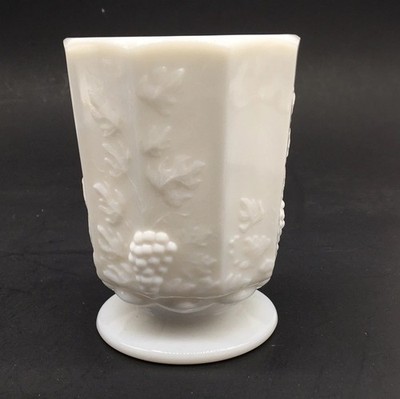 Vintage Westmoreland Milk Glass Open Sugar Bowl 4.25 H Paneled Grape USA PA