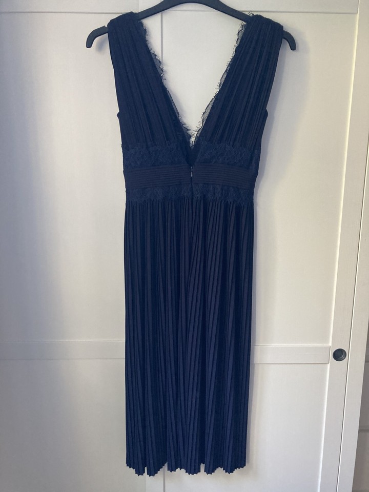 Pleated Navy Plunge Dress. ASOS size 8 | eBay UK