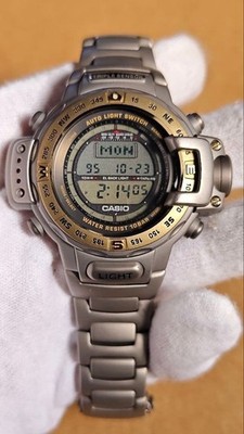 Casio Pro Trek PRT-4000 Titanium Solar Radio-Controlled Wristwatch w/ Box